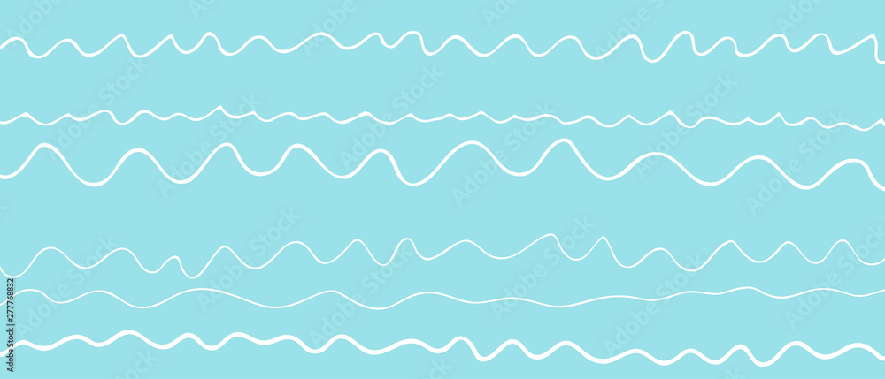 Wavy sea wallpaper. Abstract waved nautical background. Colored pattern with waves. Colorful texture. Doodle for your design