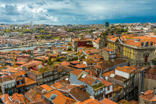 Panoramic view of the old city center of Porto, Portugal