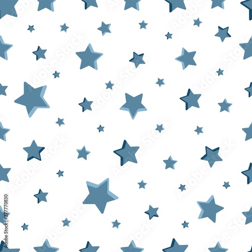 Seamless pattern with blue stars on a white background. Vector illustration design. Colorful. Gift wrap