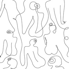 Fototapete Einlinien-Muster Stilisierte Frauenkörper Linienkunst Design  © YuliaShlyahova