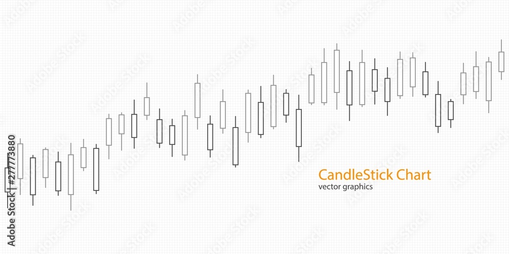 Candlestick chart for market presentation, report, advertising. Vector Illustration.