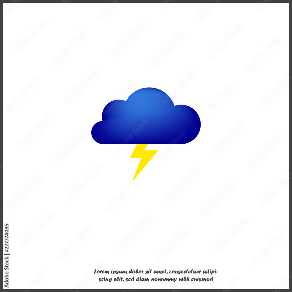 Vector cloud and lightning icon. Symbol of thunderstorms and bad weather on white isolated background. Vector cloud and lightning icon. Symbol of thunderstorms and bad weather on white isolated background.