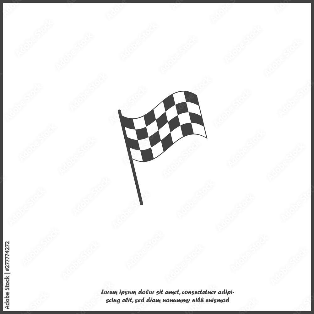 Vector car racing flag icon. Start, finish symbol on white isolated background. Layers grouped for easy editing illustration. For your design.