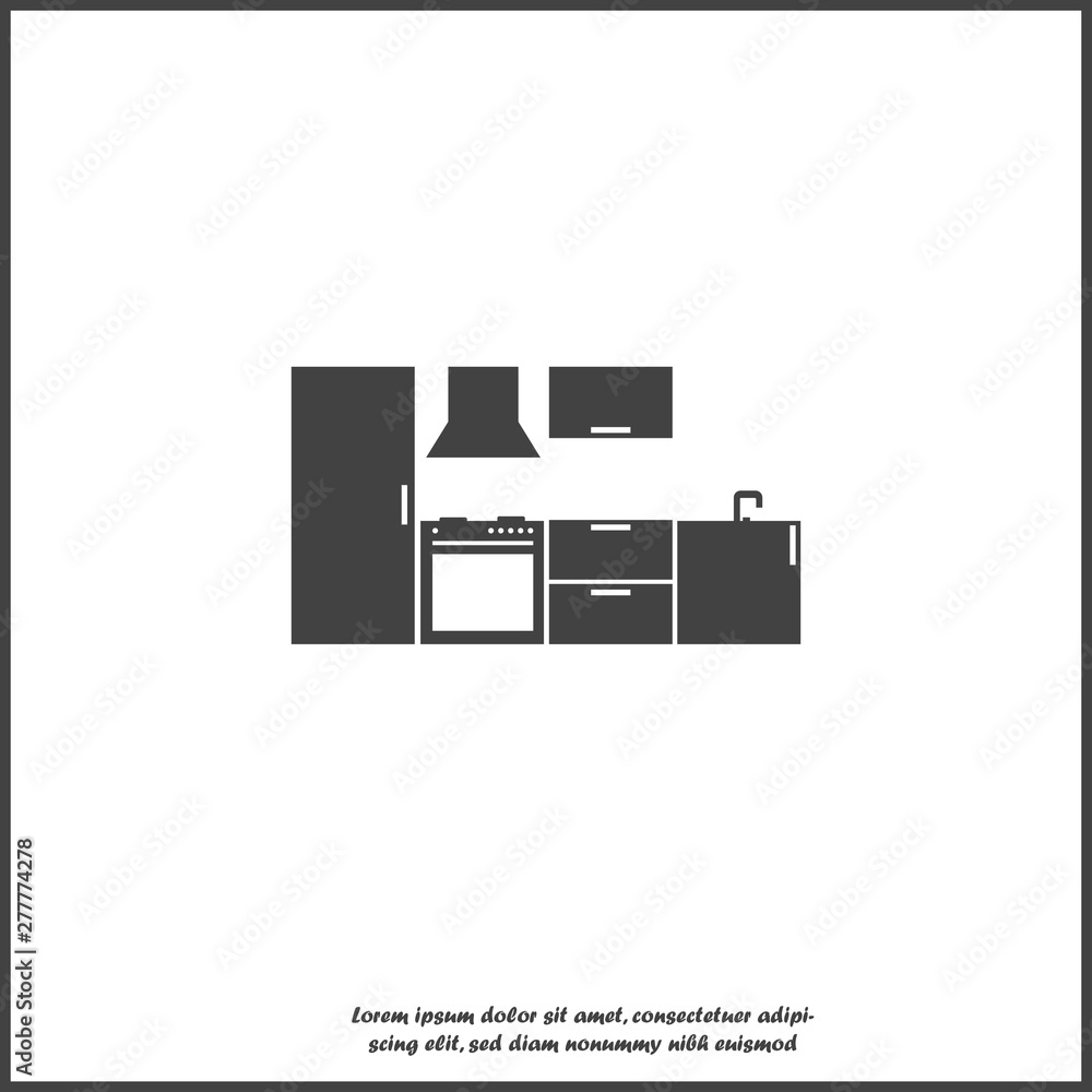 Vector kitchen room icon on white isolated background. Layers grouped for easy editing illustration. For your design. Vector kitchen room icon on white isolated background. Layers grouped for easy editing illustration. For your design.