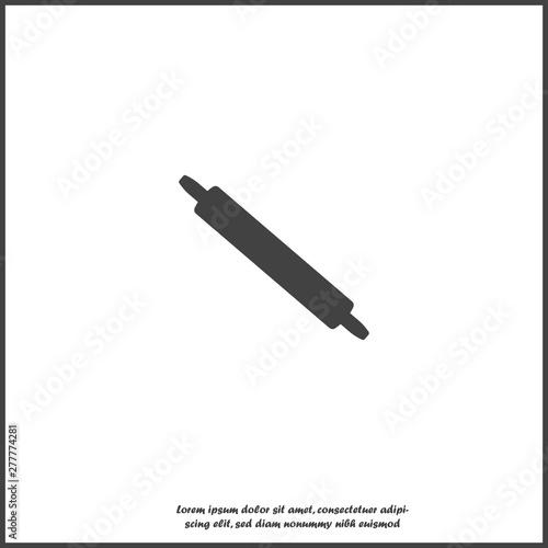 Dough rolling pin vector icon on white isolated background.