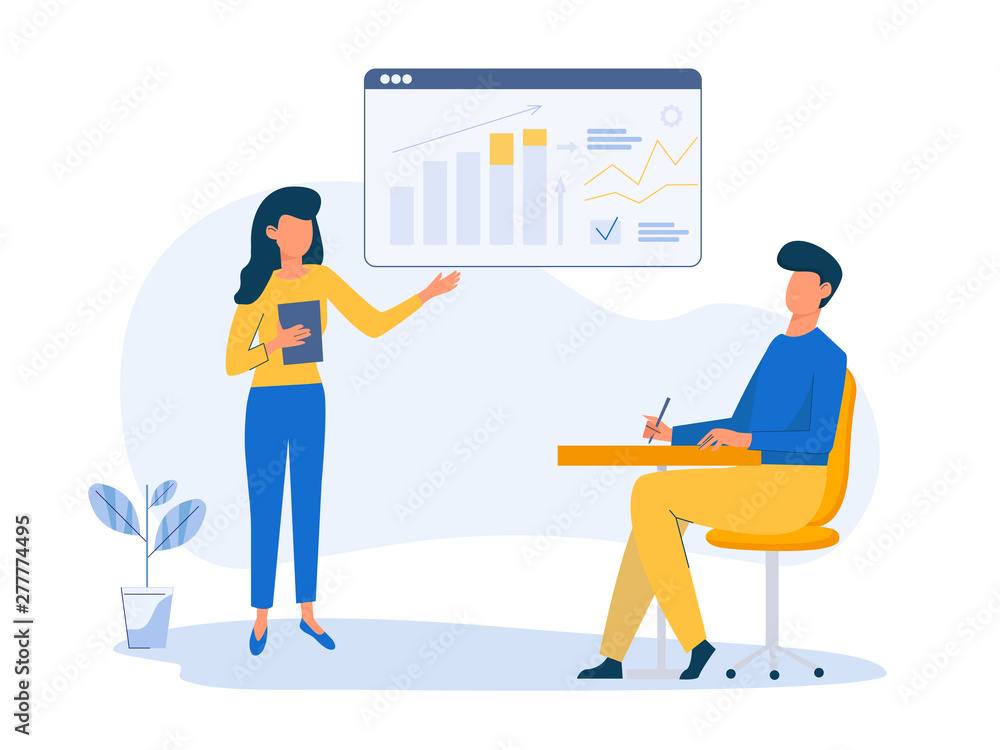 Company Strategy Planning. Business Data Analysis. Business educational concept. Digital Marketing Services. Vector character illustration in flat style