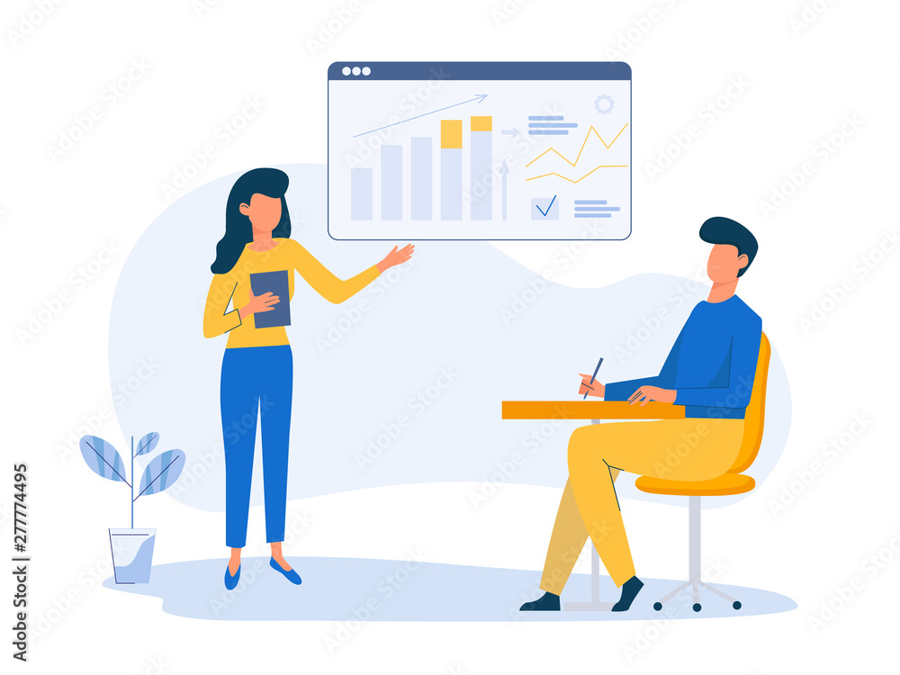 Company Strategy Planning. Business Data Analysis. Business educational concept. Digital Marketing Services. Vector character illustration in flat style Company Strategy Planning. Business Data Analysis. Business educational concept. Digital Marketing Services. Vector character illustration in flat style