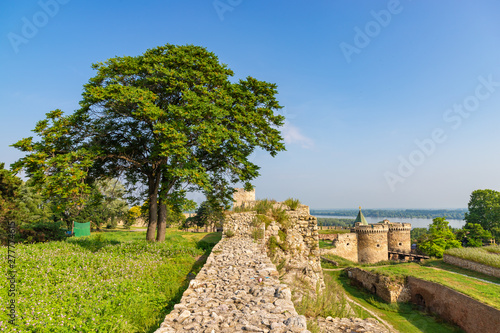 Belgrade's Kalemegdan Fortress with historic castle towers, gate and bridge, Serbia