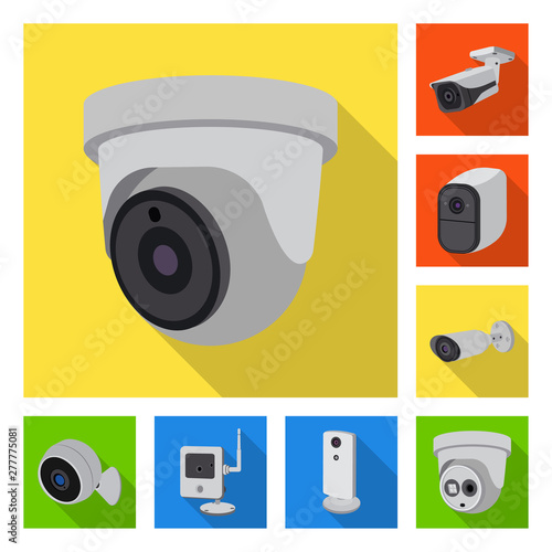 Vector design of cctv and camera icon. Set of cctv and system stock symbol for web.