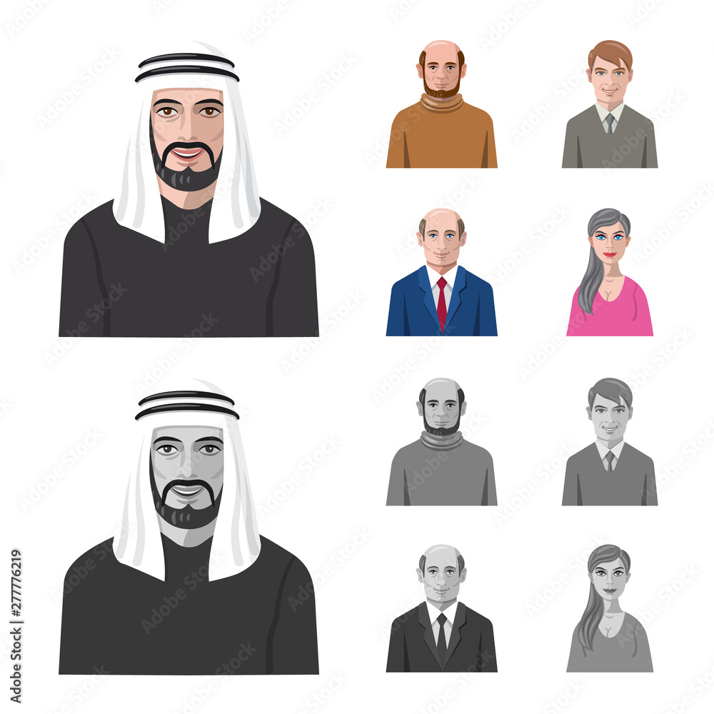 Vector design of hairstyle and profession symbol. Set of hairstyle and character vector icon for stock. Vector design of hairstyle and profession symbol. Set of hairstyle and character vector icon for stock.