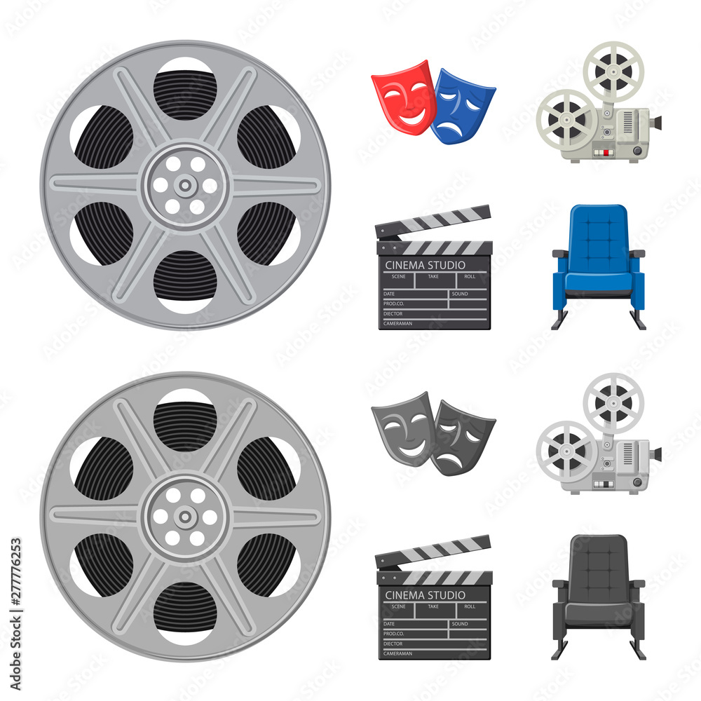 Vector design of television and filming icon. Set of television and viewing stock symbol for web.