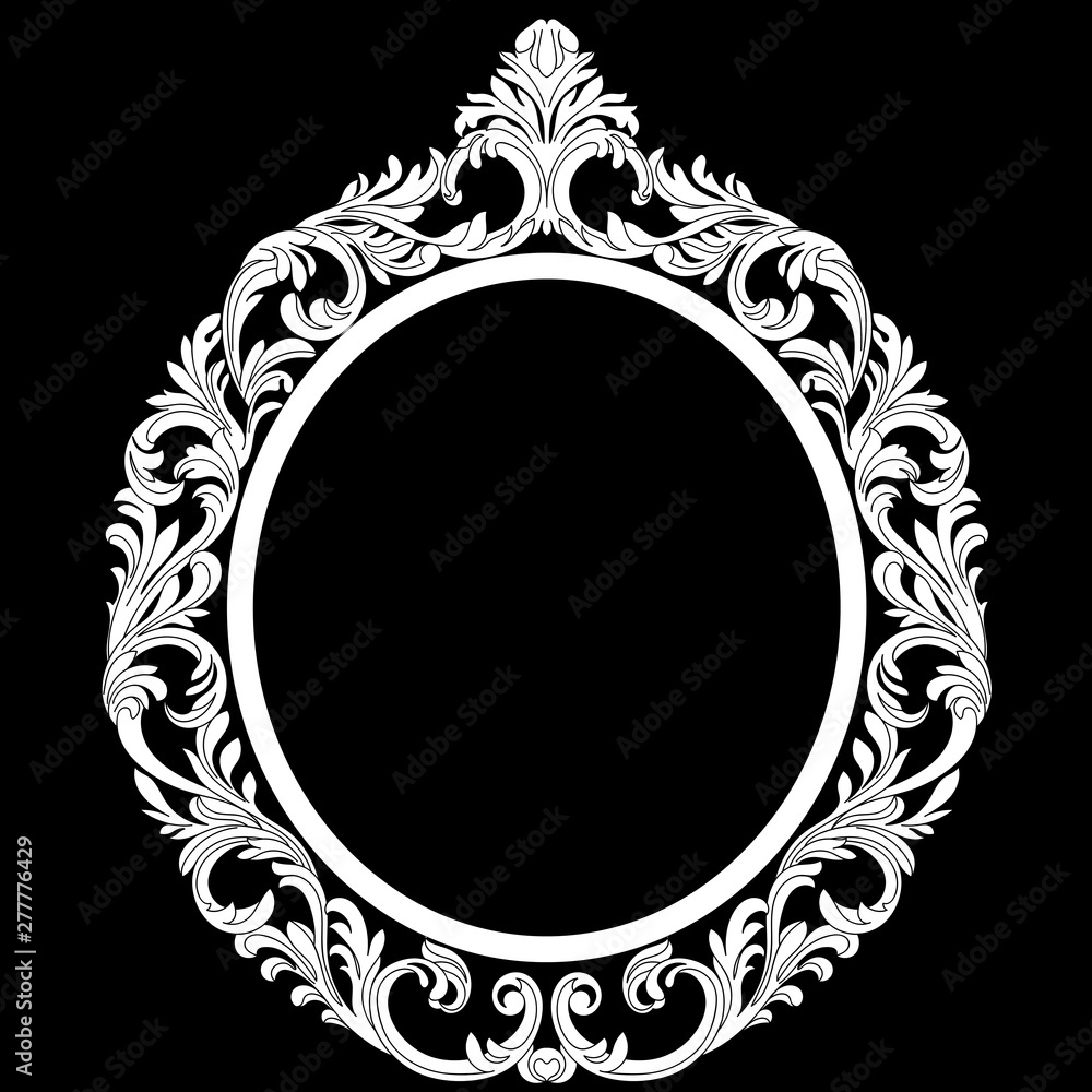 Vintage oval pattern frame in old style. Vector.Vintage oval pattern ...