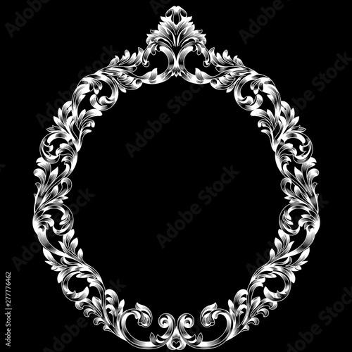 Vintage oval pattern frame in old style. Vector.Vintage oval pattern frame in old style. Vector.