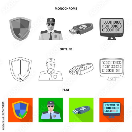 Isolated object of virus and secure logo. Collection of virus and cyber vector icon for stock.