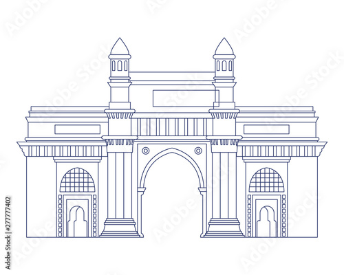 edification of gateway of india isolated icon