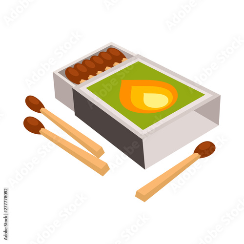 Vector design of matchbox and box symbol. Set of matchbox and stick stock symbol for web.