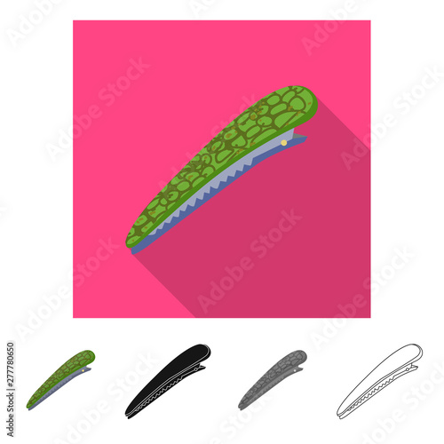 Vector illustration of clip and hairpins symbol. Set of clip and pins stock vector illustration.