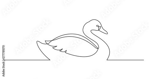continuous line drawing of swan gliding on water
