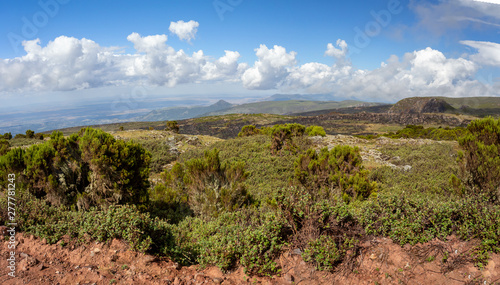 Landscape of the Ethiopian Bale Mountains National Park. Ethiopia wilderness pure nature. Sunny day with blue sky.
