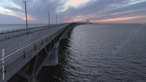 Wallpaper Mural Empty Øresund Bridge, Malmö, Sweden aerial drone view. Quarantined city Copenhagen, Denmark. Empty abandoned bridge, streets and roads during corona virus outbreak Torontodigital.ca