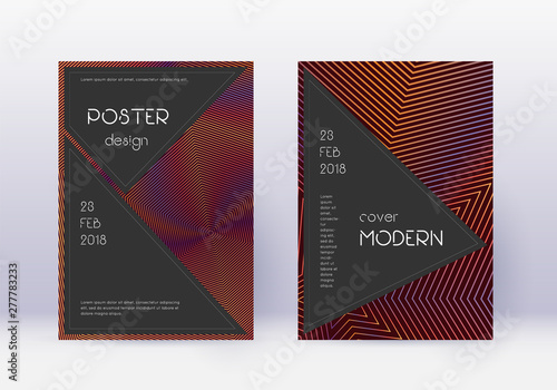 Black cover design template set. Orange abstract l