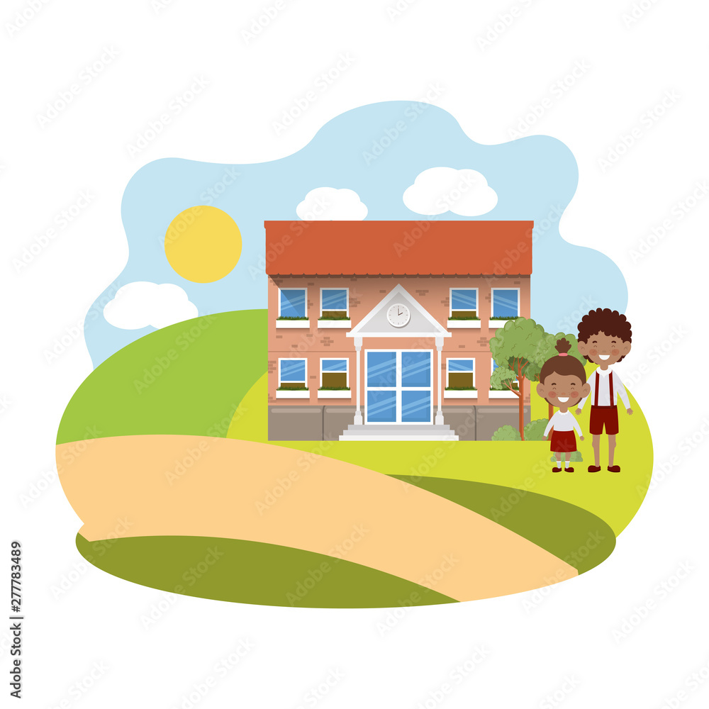 Fototapeta premium school building of primary with students