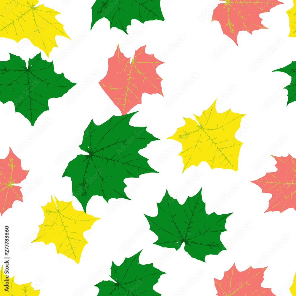 Fototapeta premium seamless pattern of colorful leaves on white background