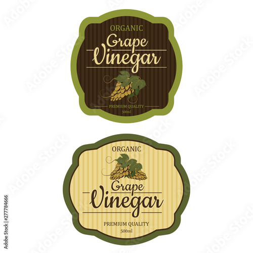 Set Grape Vintage vinegar label frame design for stickers and other design