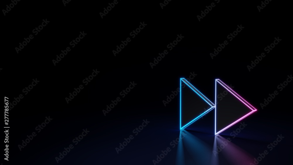 3d glowing neon symbol of symbol of double right arrows isolated on black background 3d glowing neon symbol of symbol of double right arrows isolated on black background