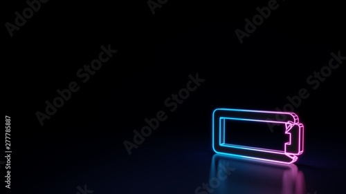 3d glowing neon symbol of horizontal symbol of battery empty isolated on black background © Destrosvet