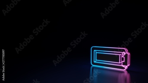 3d glowing neon symbol of horizontal symbol of battery full isolated on black background © Destrosvet