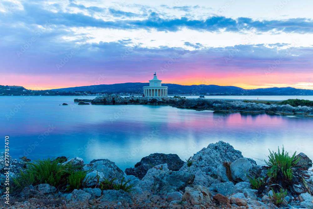 Sunrise over Lighthouse of Saint Theodoroi, Kefalonia, Greece