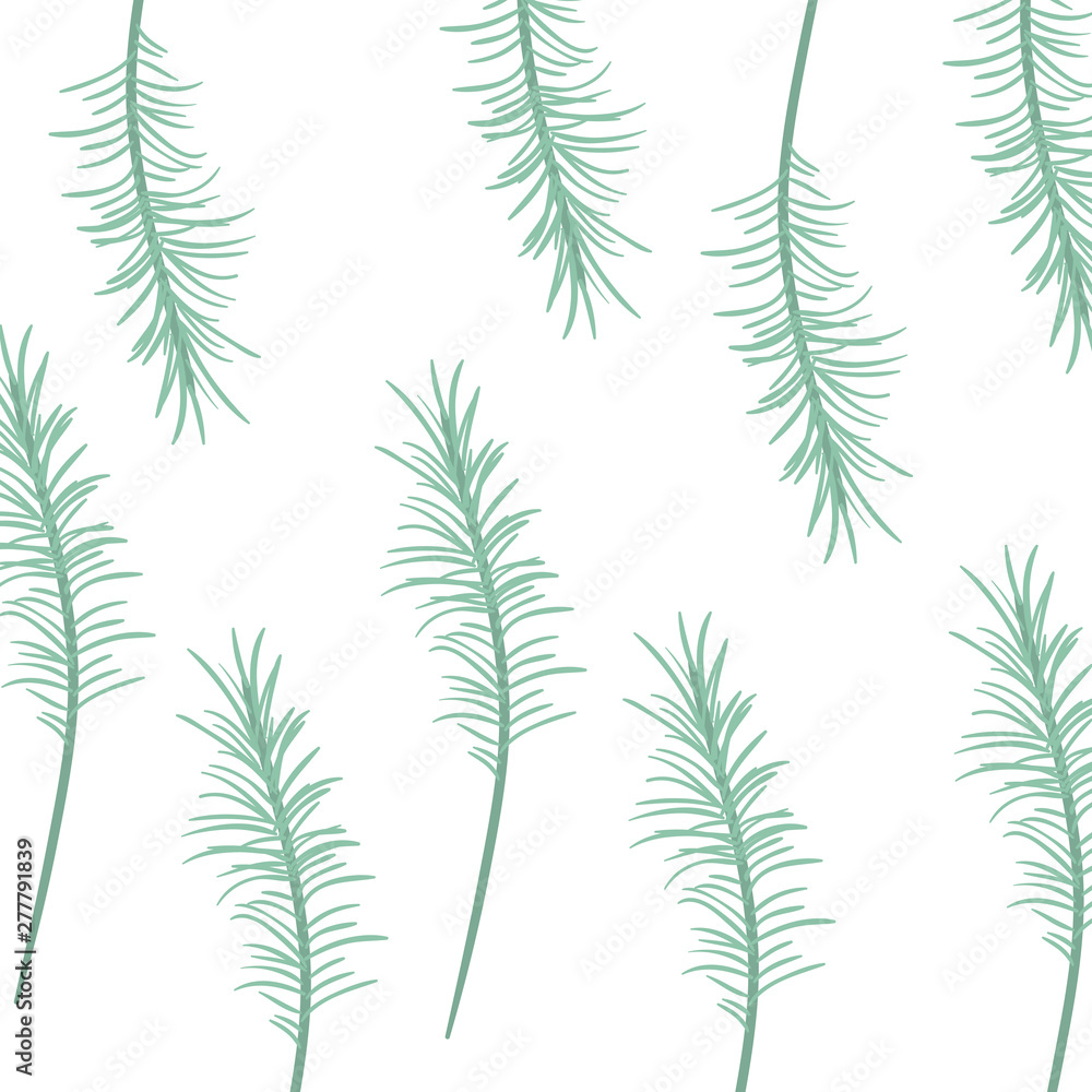 pattern of branch with leaf in white background