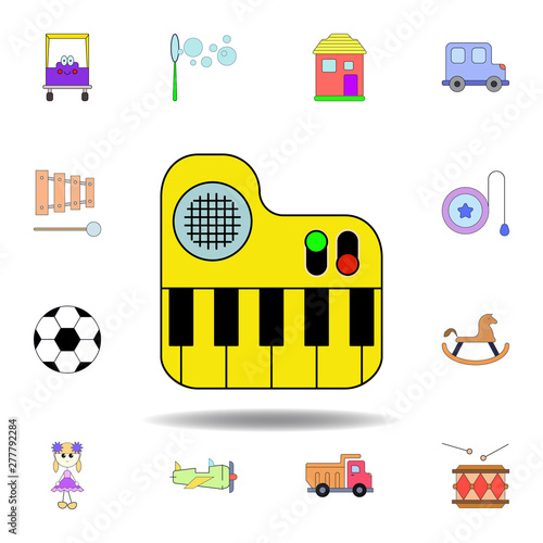 cartoon piano toy colored icon. set of children toys illustration icons. signs, symbols can be used for web, logo, mobile app, UI, UX
