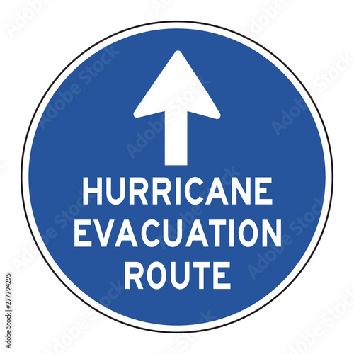 Quadro em tela Hurricane evacuation route road sign