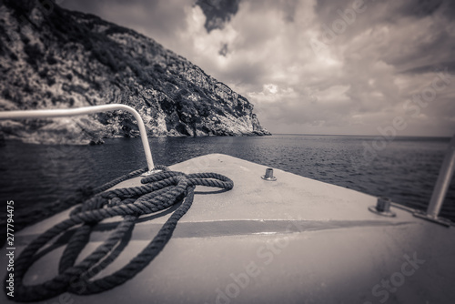 Front of a tourist boat heading for Blue Caves