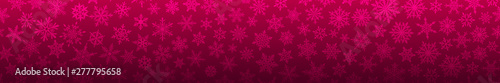 Christmas banner of many complex small snowflakes in purple colors. With horizontal repetition