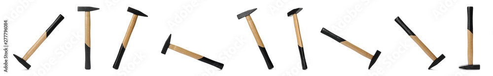 Set of hammers on white background. Construction tools