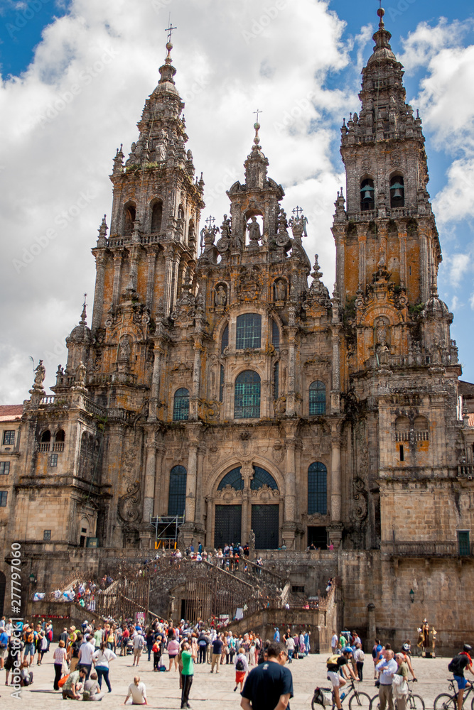 Santiago de Compostela, Galicia, Spain; 08-03-2013: Cathedral of Santiago de Compostela in the Plaza del Obradoiro