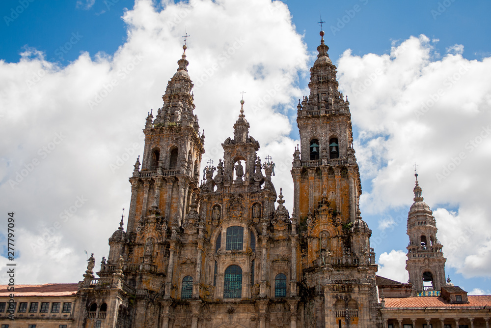 Santiago de Compostela, Galicia, Spain; 08-03-2013: Cathedral of Santiago de Compostela in the Plaza del Obradoiro