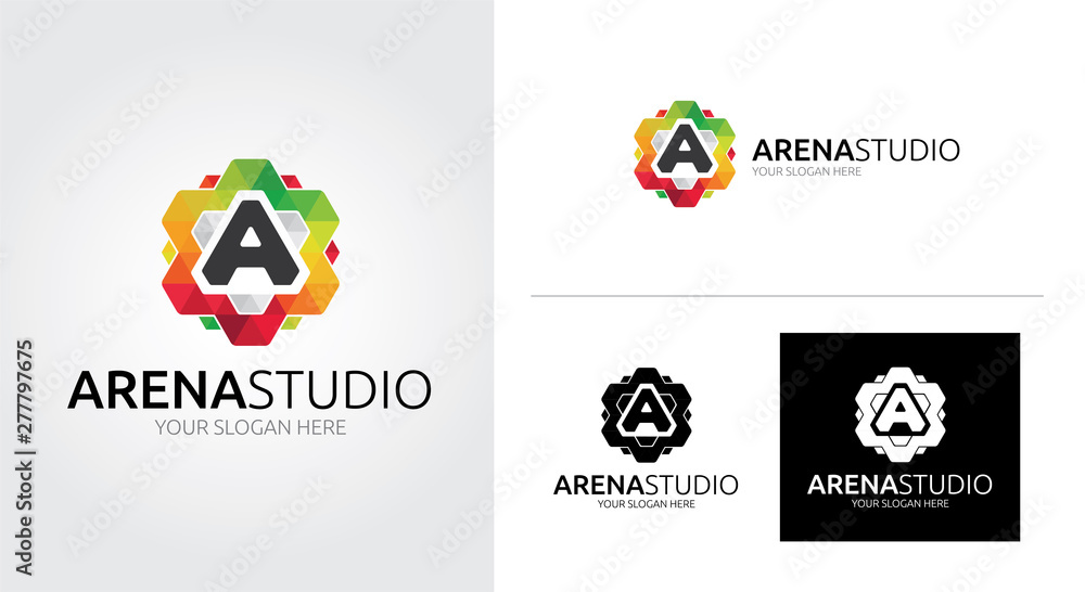 A Letter minimalist and creative logo set