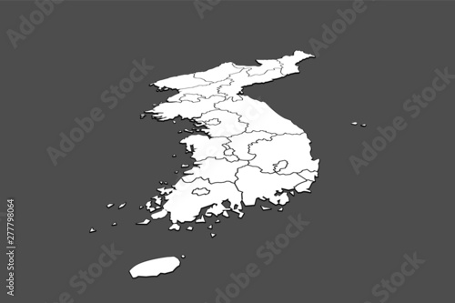korea map. graphic vector map of asia countries
