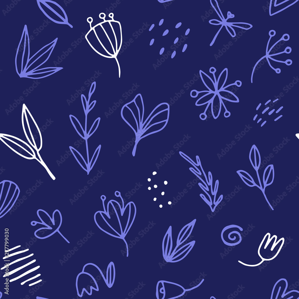 Seamless background pattern with line florals Seamless background pattern with line florals