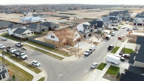 Homes under construction aerial view