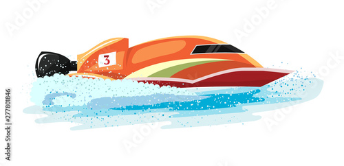 Boat vector speed motorboat yacht traveling in ocean illustration nautical set of summer vacation on motorized boat speedboat vessel transportation by sea waves isolated on white background