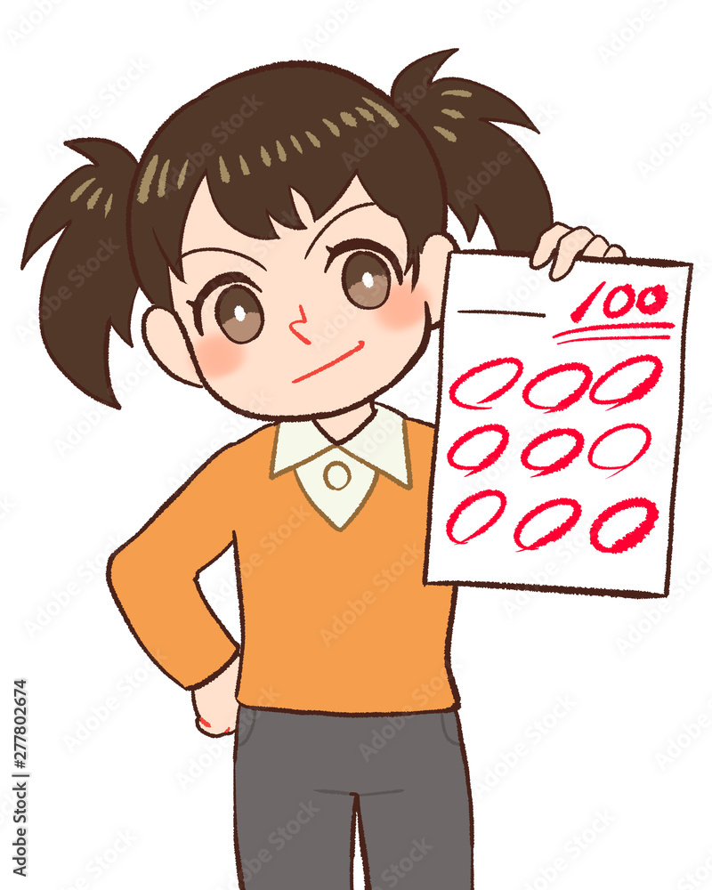 100点を自慢する子ども
