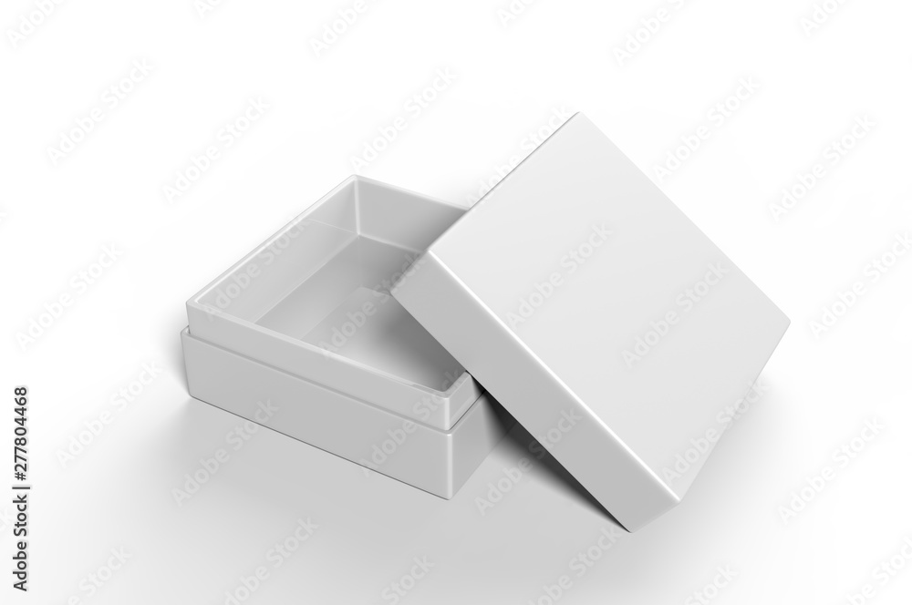 White blank luxury rigid neck box with inner foxing for branding presentation and mock up, 3d illustration. White blank luxury rigid neck box with inner foxing for branding presentation and mock up, 3d illustration.