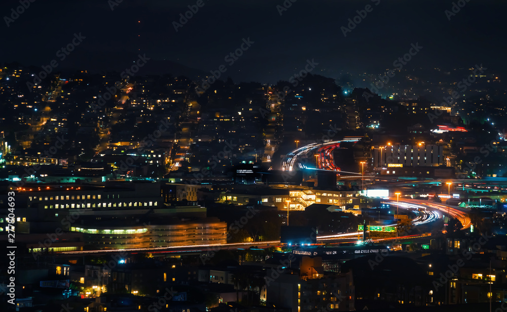 View of San Francisco's highways at night