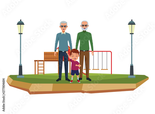 Family grandparents and grandson cartoons