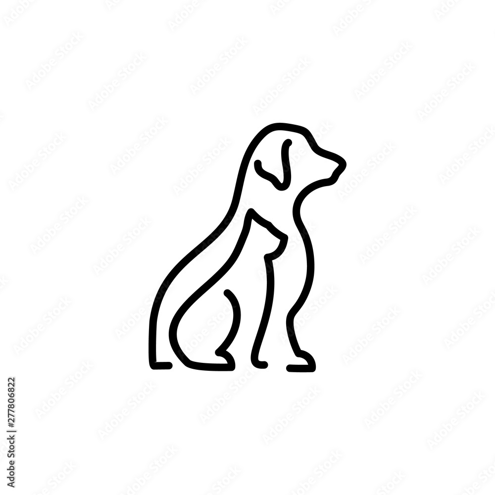 dog cat pet logo vector icon line art outline design